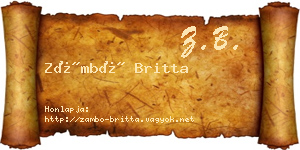 Zámbó Britta névjegykártya